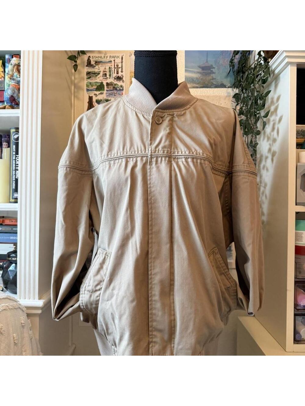 Vintage Hill & Archer Beige Bomber Jacket Men’s Large
